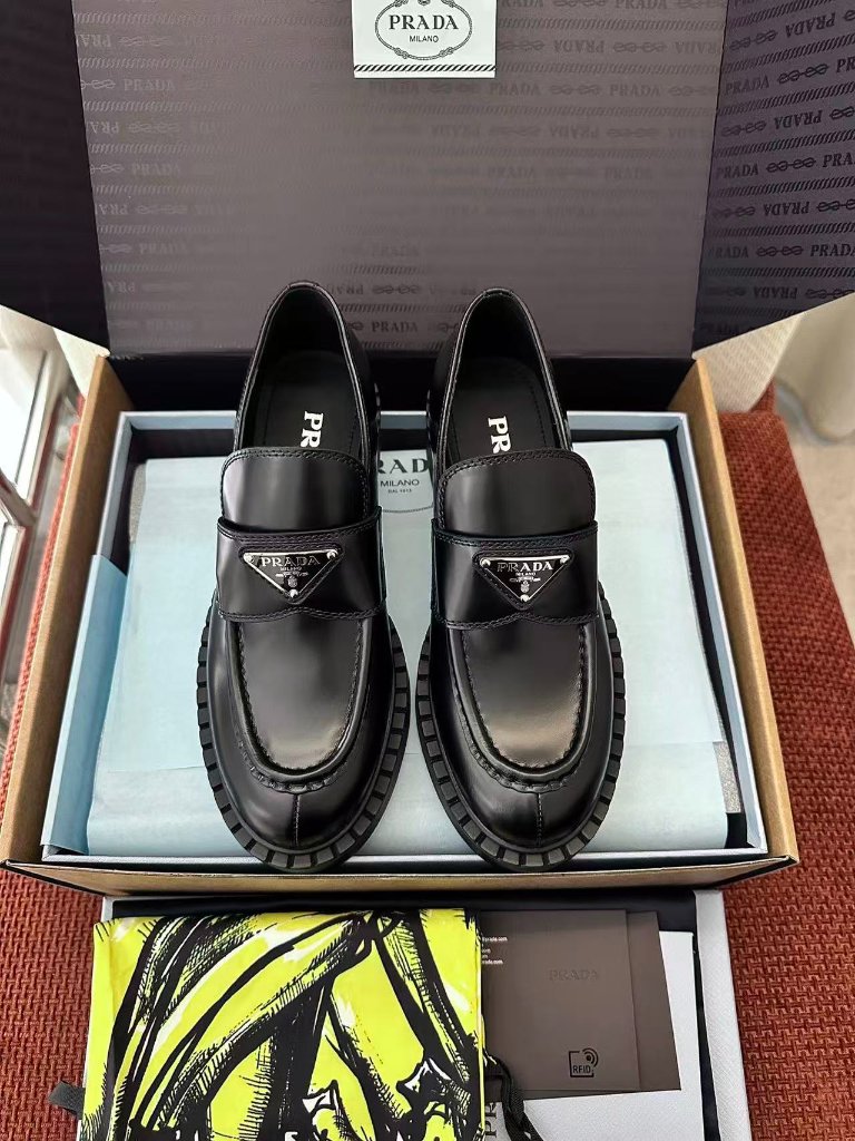 Prada Style Black Leather Loafers